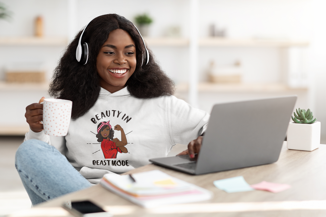 Women’s Straight-Hair Beauty in Beast Mode Hoodie