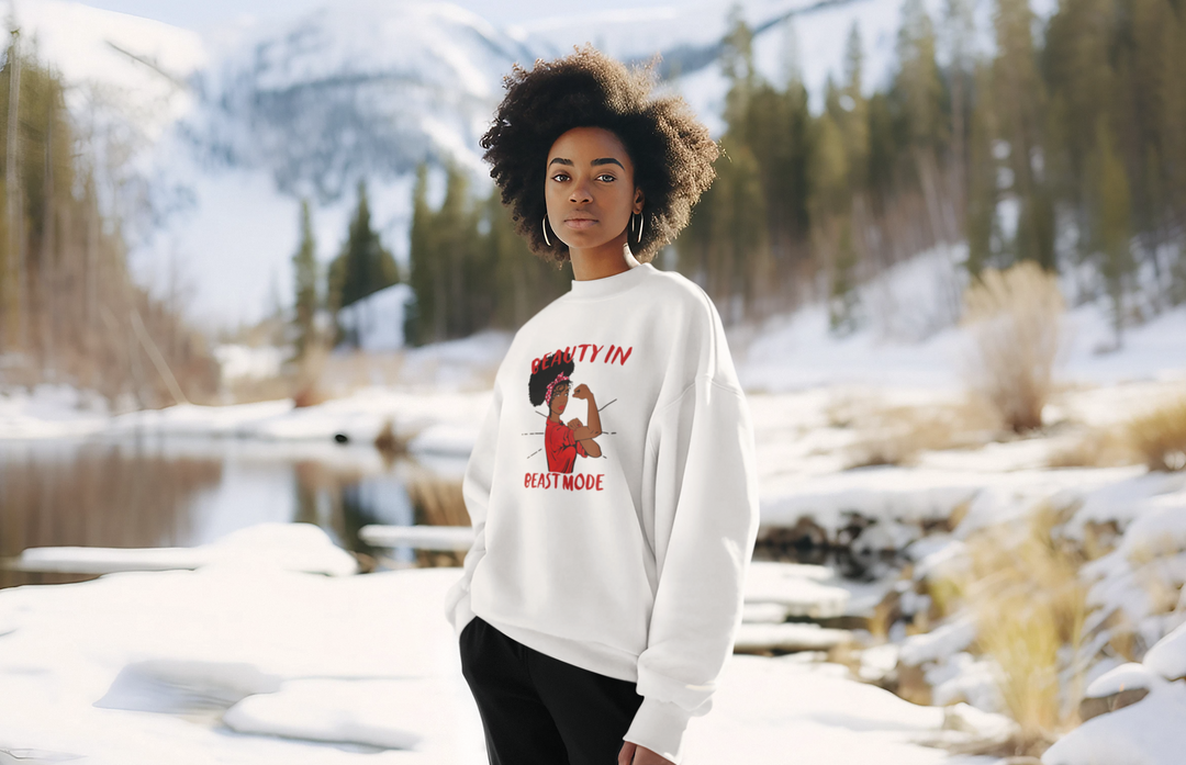 Women's Afro-Hair Beauty in Beast Mode Sweatshirt