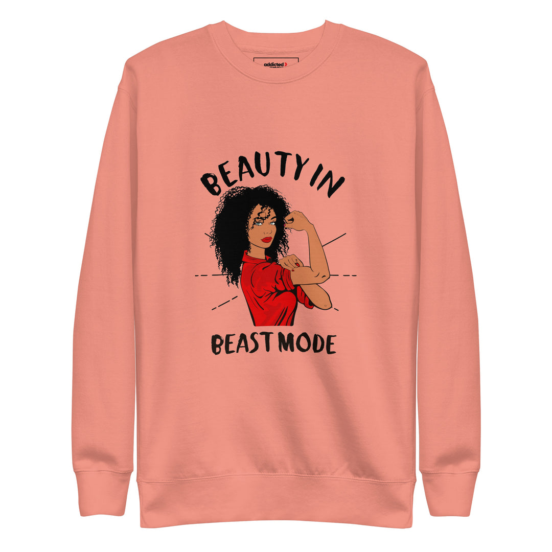 Women's Curly-Hair Beauty in Beast Mode Sweatshirt