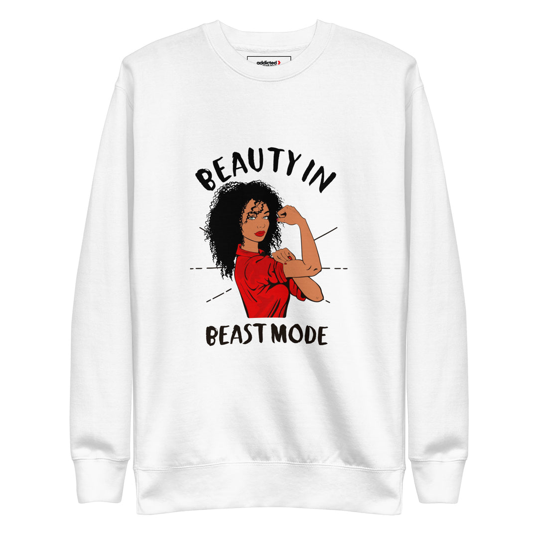 Women's Curly-Hair Beauty in Beast Mode Sweatshirt